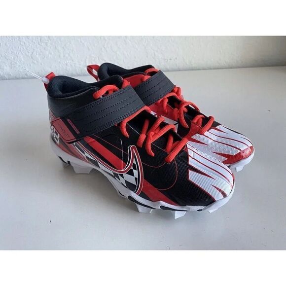 SIZE 5.5Y Nike Force Trout 7 GS Black Challenge Red Customizable Baseball Cleats - Picture 2 of 9